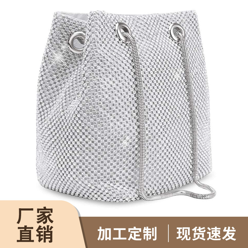 跨境晚宴包不生锈手拎水桶包钻石包晚装包镶钻包包包宴会包斜挎包