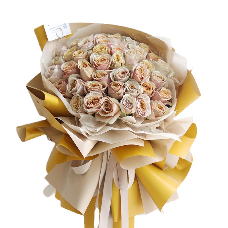 鲜花包装纸批发ins双色加厚防水欧雅纸包装纸花束高级感diy包花紙白底实物图