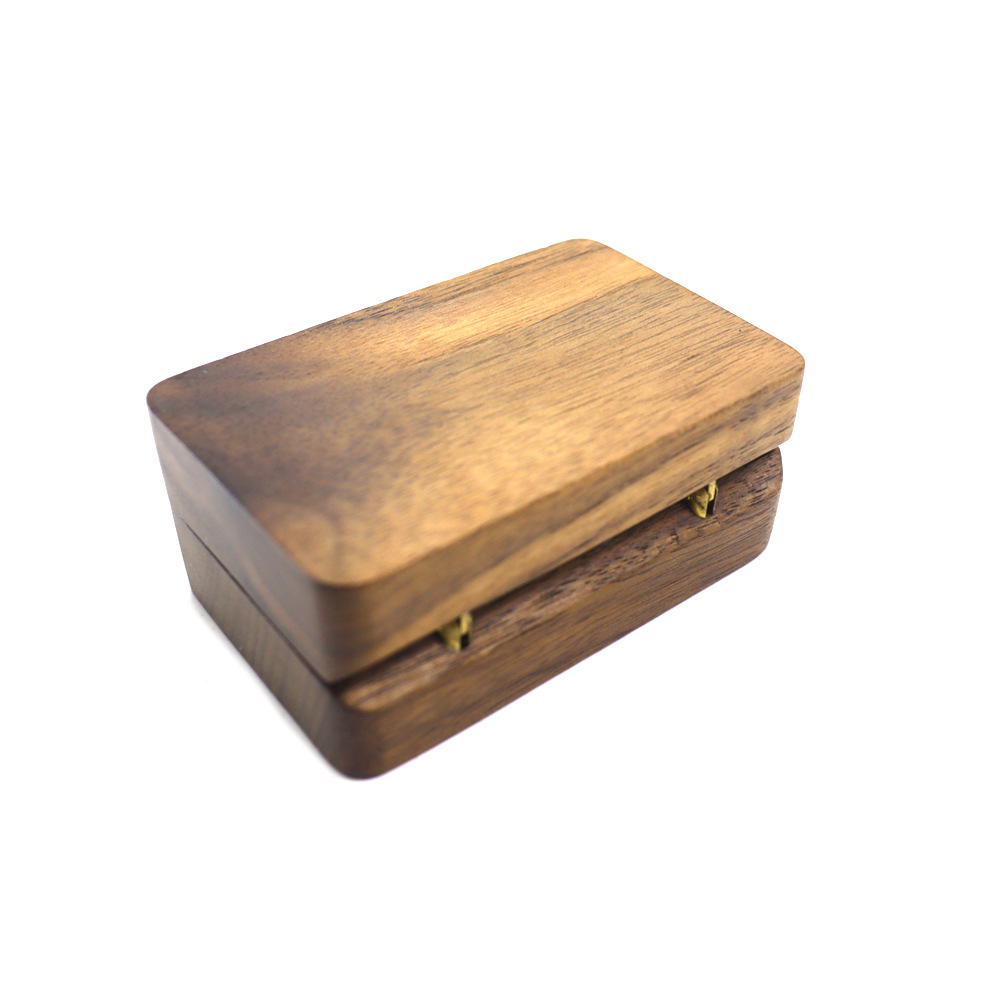 New cross-border tie clip packaging box, solid wood North American black walnut tie clip storage gift box, accessory packaging small gift box Specification drawing