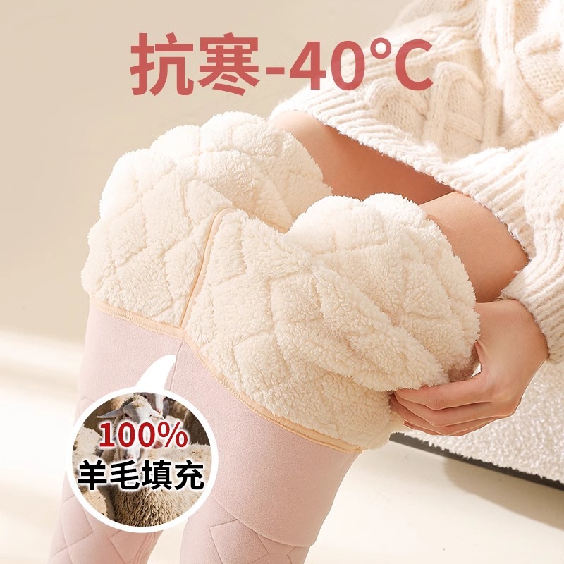 保暖裤女加绒加厚羊毛打底裤秋冬季东北九分德绒加绒裤子内穿棉裤