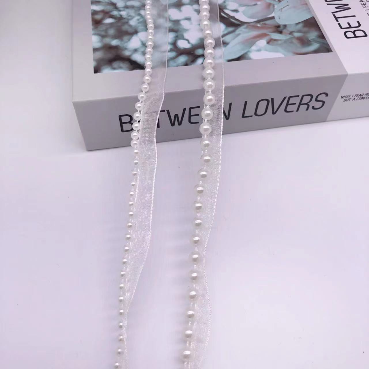 Diy Single Side Handmade Pearl Ribbon Hanfu Qipao Clothing Accessories Wholesale Satin Ribbon Single Side Handmade Beaded Webbing Specification drawing