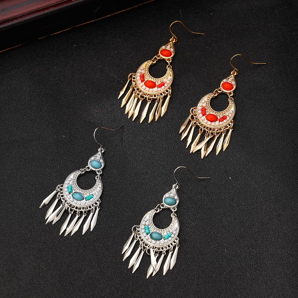 Handmade Retro National Romantic Su Long Earrings Bohemian Earrings Fashion Court Ear Hanging Factory Direct Sales details Picture