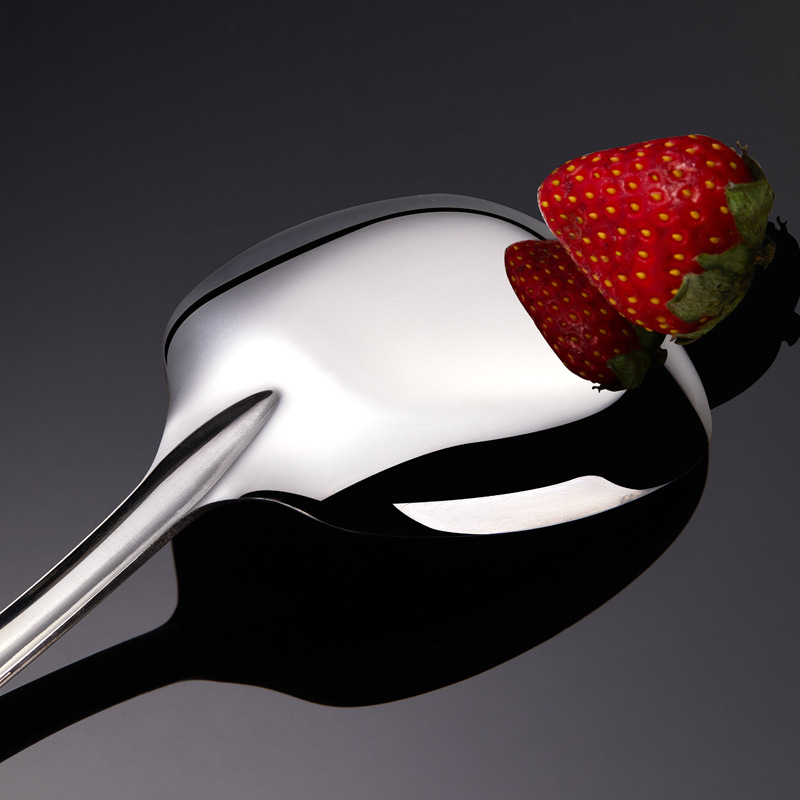 304 Stainless Steel Flat Spoon Creative Long Handle Square Spoon Thickened Spoon Korean Student Tableware Dessert Spoon Specification drawing