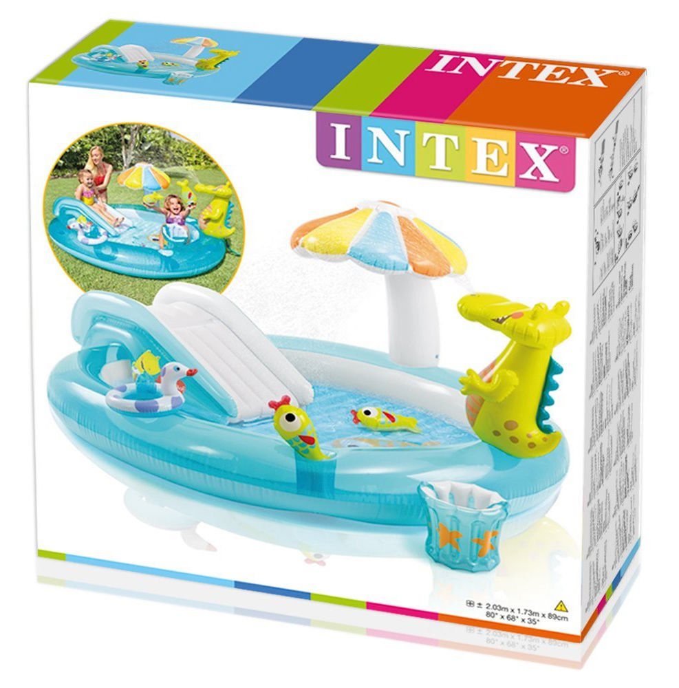 INTEX 57165 حوض حوض التماسيح الدائرية المزودة بمزلاجات وبحوض الأطفال في حمام السباحة الصيفي Application Scenario