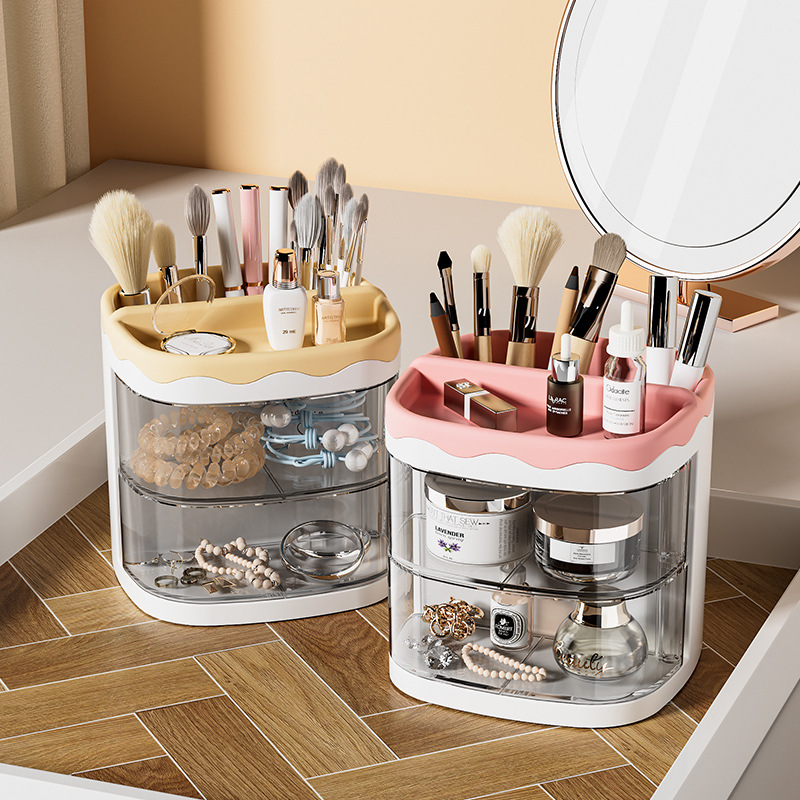 Rotary Pen Holder Large Capacity Desktop Office Students Simple And Cute Desktop Cosmetics Storage Box Brush Plastic Application Scenario