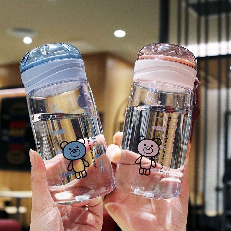 Handy Cup Cartoon With Rope Water Cup Graduated Filter Plastic Cup Male And Female Students Sports Water Bottle Heat Resistant To Fall