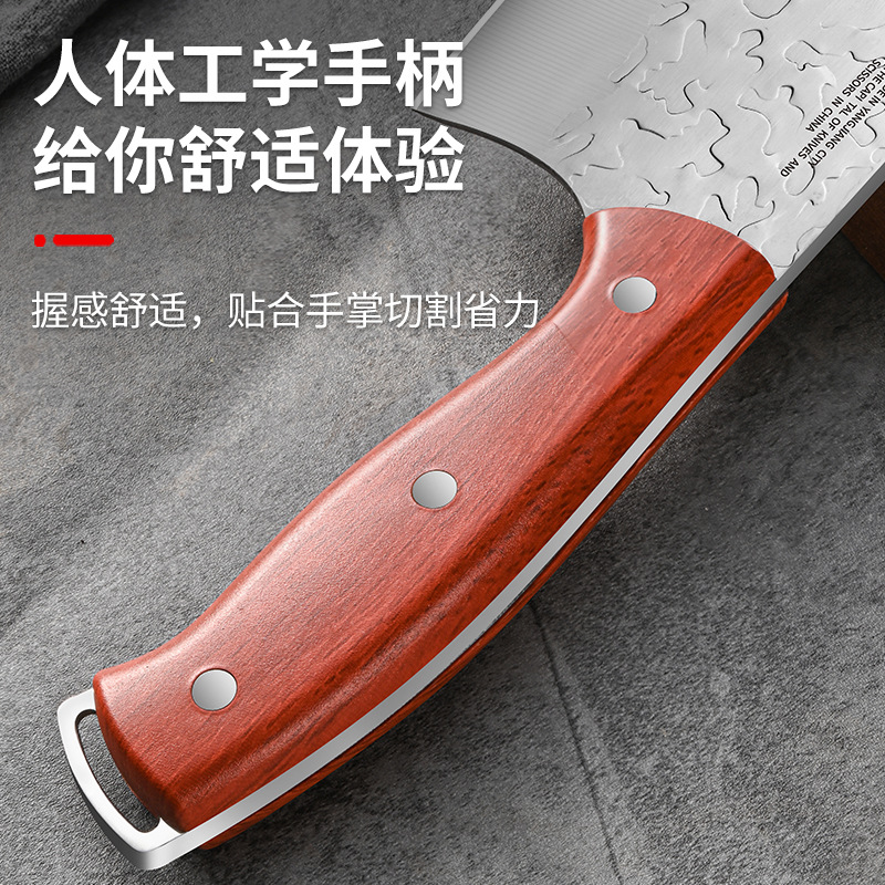 Yangjiang factory specializes in providing household stainless steel thickened bone-cutting knives and sharp snow-patterned kitchen knives for cutting chicken, duck and pork ribs Application Scenario