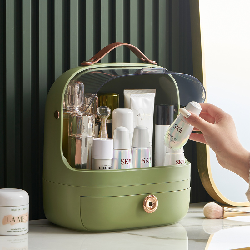 Cosmetics storage box, desktop dust-proof skin care products, lipstick and blush storage rack, light luxury large-capacity makeup box