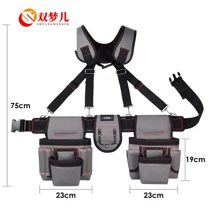 Electrician's special tool bag with shoulder strap and waist belt combination tool bag, sturdy and not uncomfortable on the shoulder, multi-functional equipment tool bag details Picture