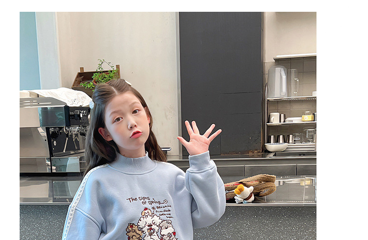 一体绒加厚女童洋气高领卫衣儿童长袖宽松上衣大童2025冬装新款详情28