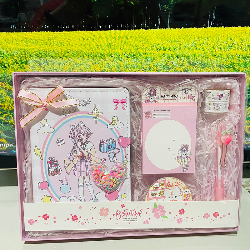 厂家批发32K手账本创意套装礼盒可爱少女心女生儿童生日礼物文具详情图2