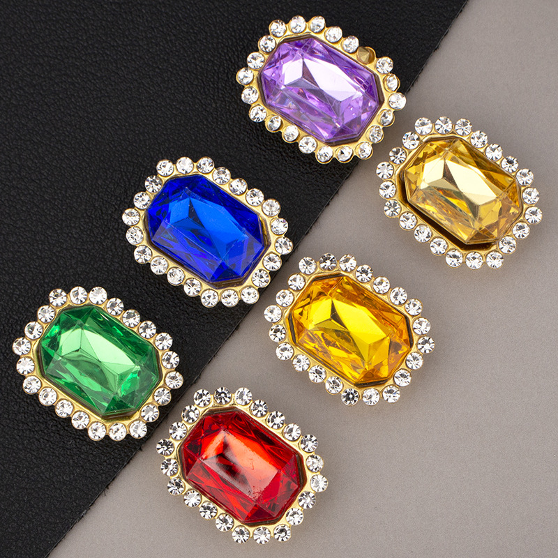 New DIY bow square hair accessory, headwear, accessory, large acrylic gemstone and diamond decorative buckle, decorative material Specification image