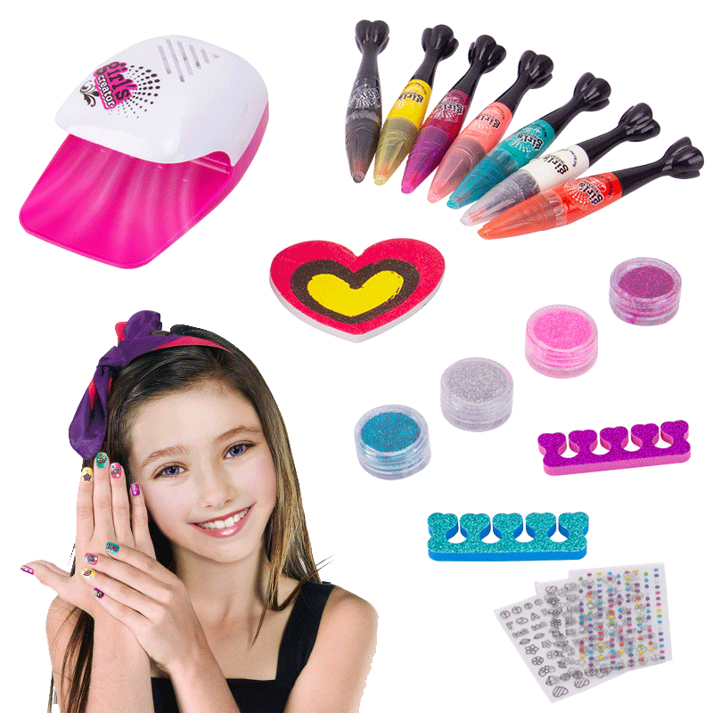 Nail makeup set Children's play house electric hair dryer set Girl DIY throw pillow nail toy thumbnail