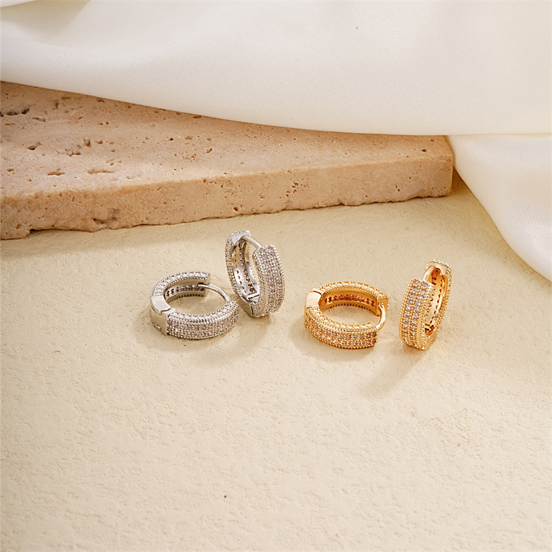 European and American double-row full-diamond fashionable, light luxury, micro-set individual earrings, women's trendy, exquisite and high-end ear accessories