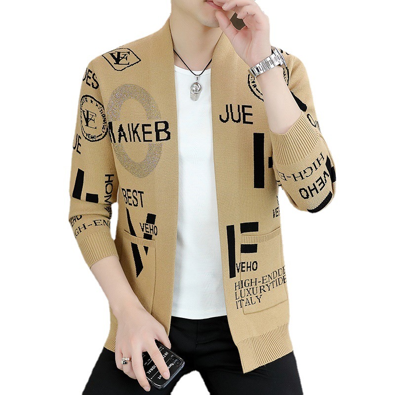 Men's knitted jacket, autumn new style cape, trendy casual with pockets, cardigan, sweater jacket, men's upper garment Item Picture