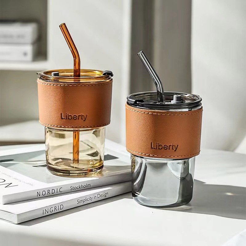 Wholesale of best-selling bamboo joint cups with LIDS, straw glass cups, large-capacity heat-insulating bamboo joint cups for women's home use Specification image