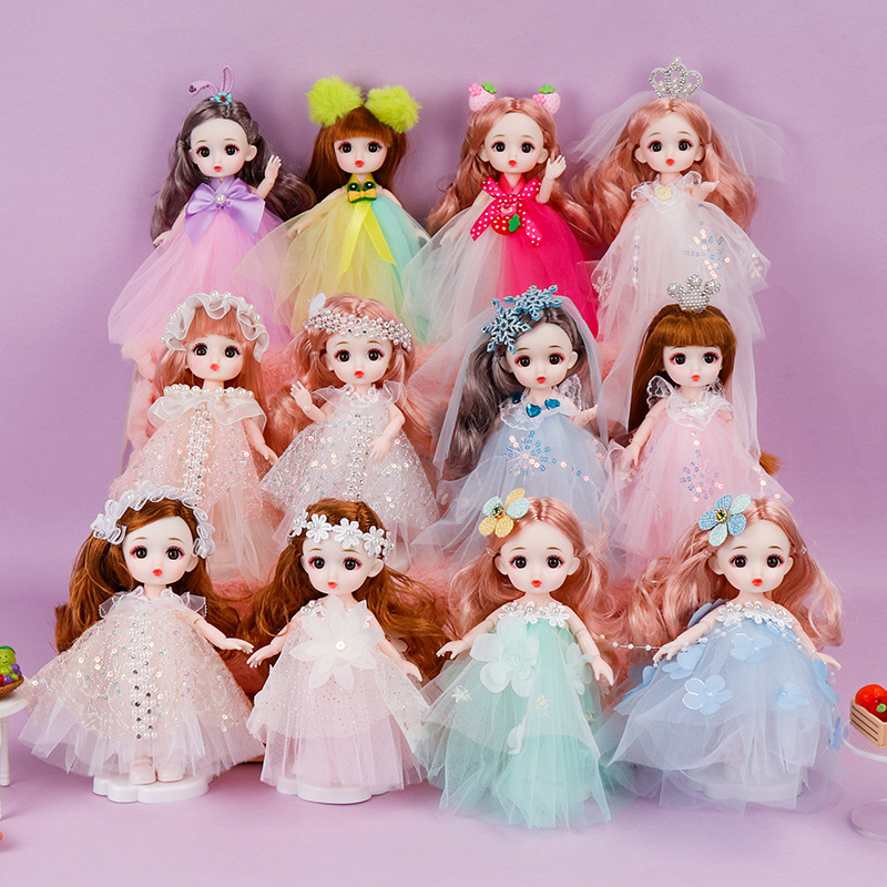 果丁巴比娃娃公主女孩萌趣玩具送闺女儿童节生日礼物16cm跨境批发