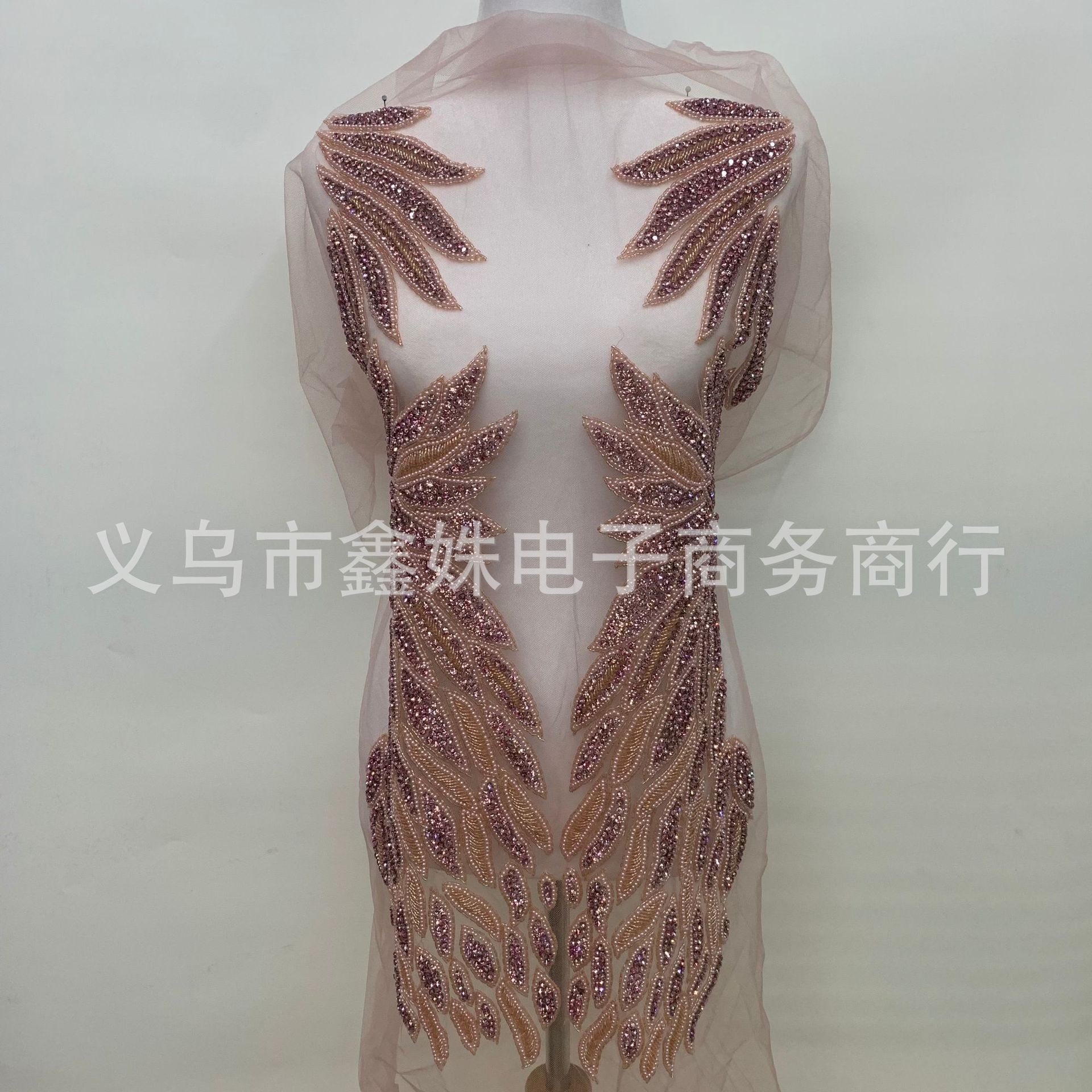 重手工时尚潮流钉珠婚纱礼服装饰蕾丝贴花