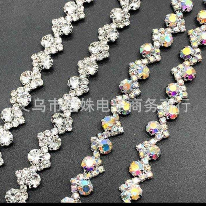 S-shaped diamond chain, silver-white diamond chain headband, hair accessory, decorative accessories, clothing accessories