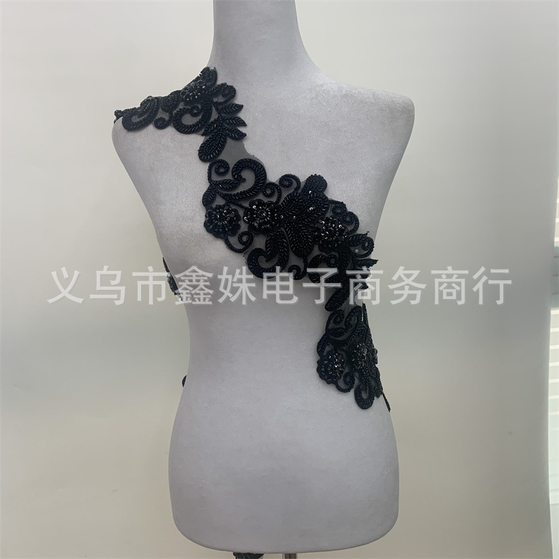 Beaded embroidered flower wedding dress and women's clothing lace tube bead sequin beaded embroidery lace with light beige flower color Application Scenario