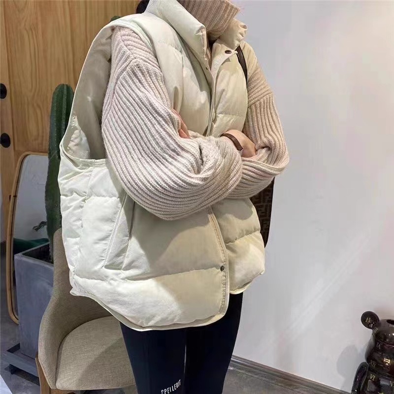 A loose, short and versatile Korean version of a down cotton vest for women, a winter vest and a waistcoat Specification image