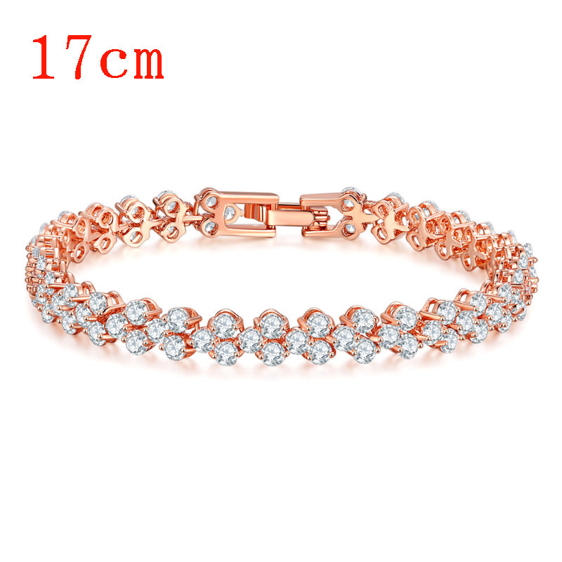 Roman bracelet, fashionable copper inlaid AAA zircon bracelet, factory direct sales, ladies' bracelet, gemstone rose gold bracelet Item Picture