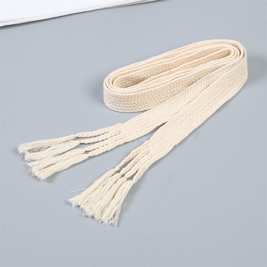 Pants drawstring handwoven wide belt sports pants waist flat band pure cotton net red hoodie rope garment accessories thumbnail
