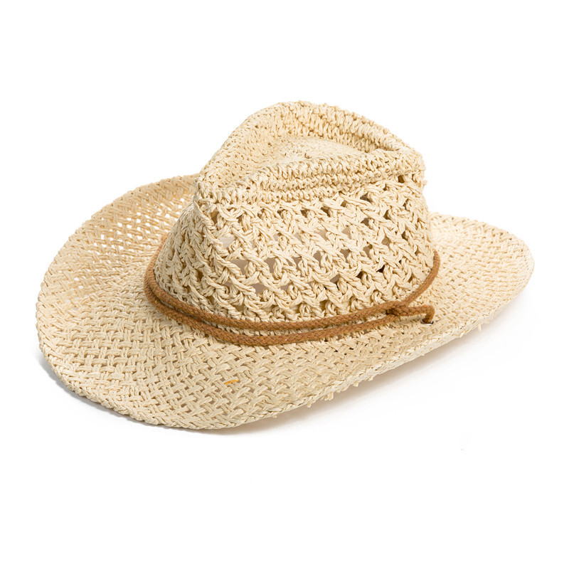 Outdoor Hat For Men The Summer Cowboy Straw Hat For Men Hiking Big Brimmed Sun Hat For Men Fishing Sun Hat Item Picture