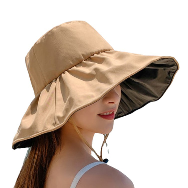 Summer Uv Protective Sun Hat Female Vinyl New All-Match Sunscreen Full Top Cover Face Fisherman Hat Travel Sun Hat Item Picture