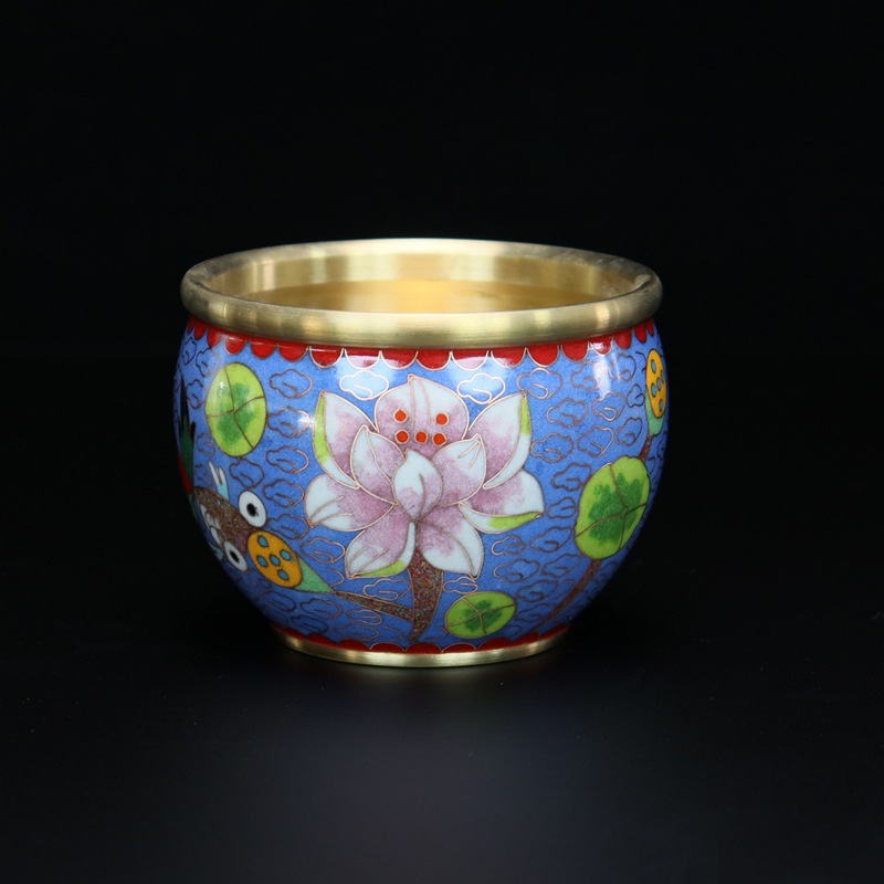Beijing Cloisonne feng shui ornaments: Traditional cast copper cloisonne low-temperature enamel auspicious cloud prosperity Vase for attracting and gathering wealth pic 7