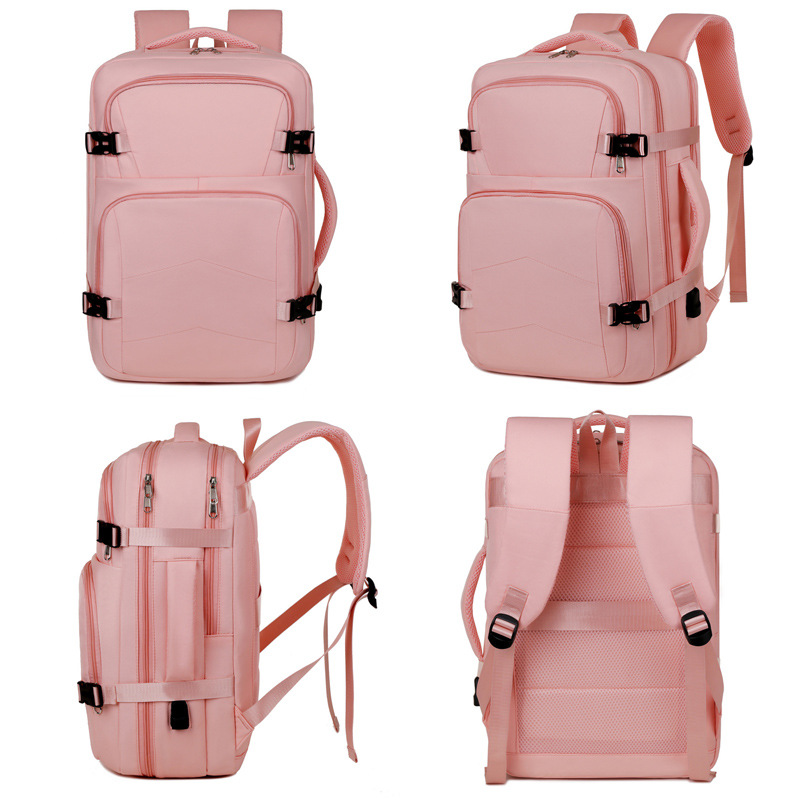 大容量多功能USB充电接口商务通勤电脑双肩包简约休闲旅行双背包