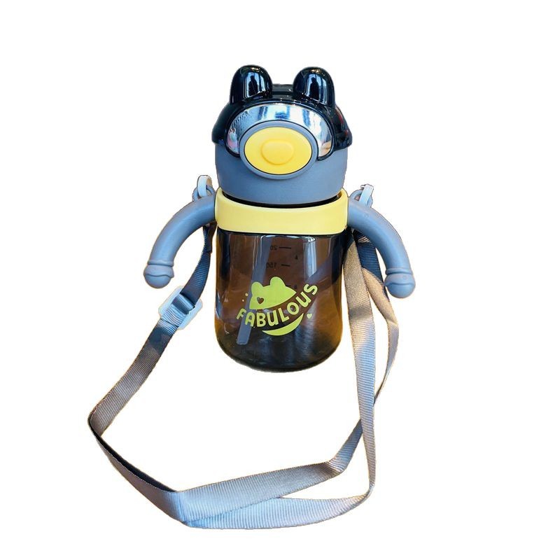 Infant and toddler drinking cup, special for children's school, kindergarten water bottle, handle, durable and drop-resistant straw cup Item Picture
