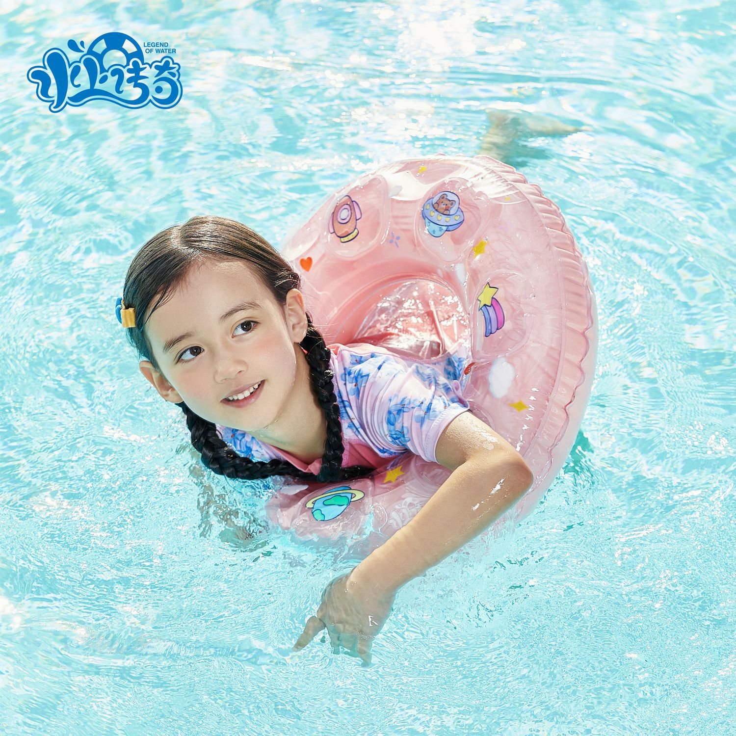 Manufacturers Spot Double Air Bag Crystal Swimming Ring Children's Thickened Cartoon Water Inflatable Toy Swimming Ring 50~90# Specification drawing