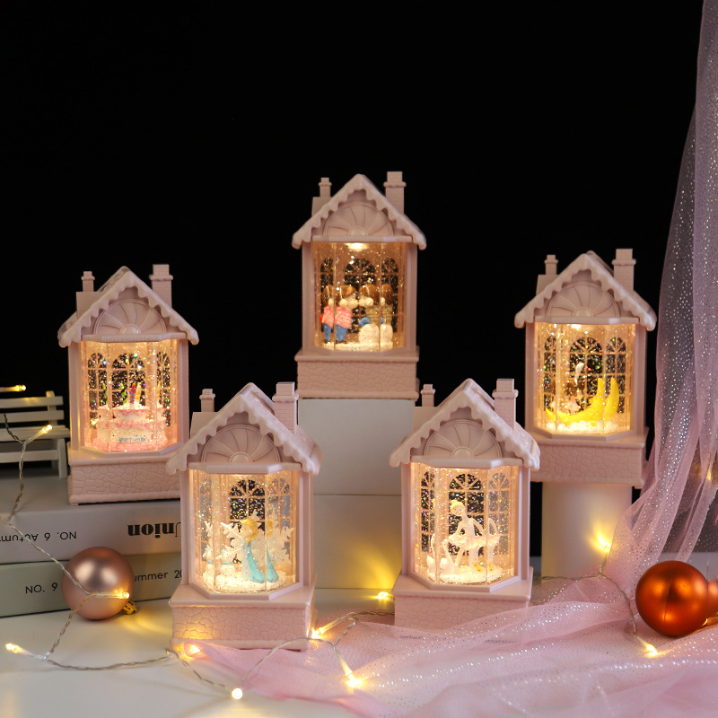 Custom Cartoon Wind Lights Candy House Music Box Water Snow Crystal Ball Music Box Night Light Birthday Gift details Picture