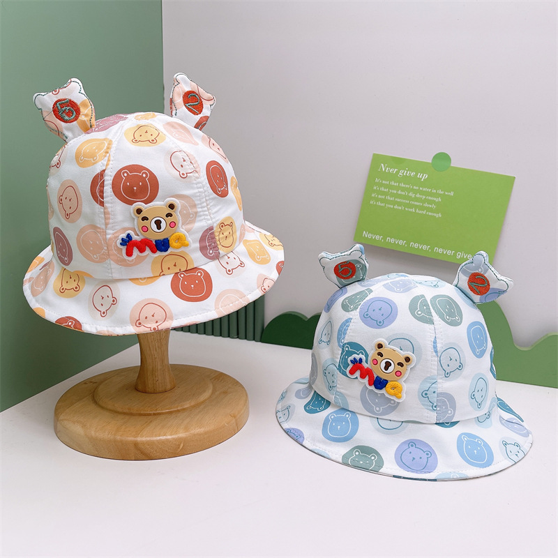 Children's Sun Hat Children's Fisherman Hat New Baby Hat Spring And Autumn Cartoon Bear Sun Baby Hat Outdoor Travel Children's Hat Female Treasure Beach Hat