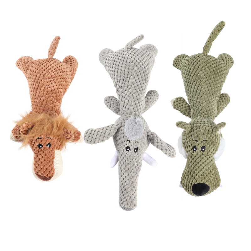 Cross-border pet plush toys, dog vocal toys, crouching toys, lion, elephant and Wolf teething and durable companion toys Item Picture