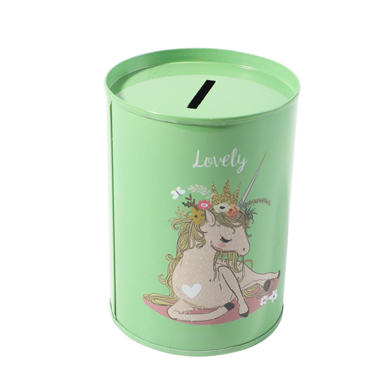 Manufacturers Directly Supply Cartoon Cute Unicorn Tinplate Piggy Bank Only Into The Children's Change Piggy Bank Wholesale Item Picture