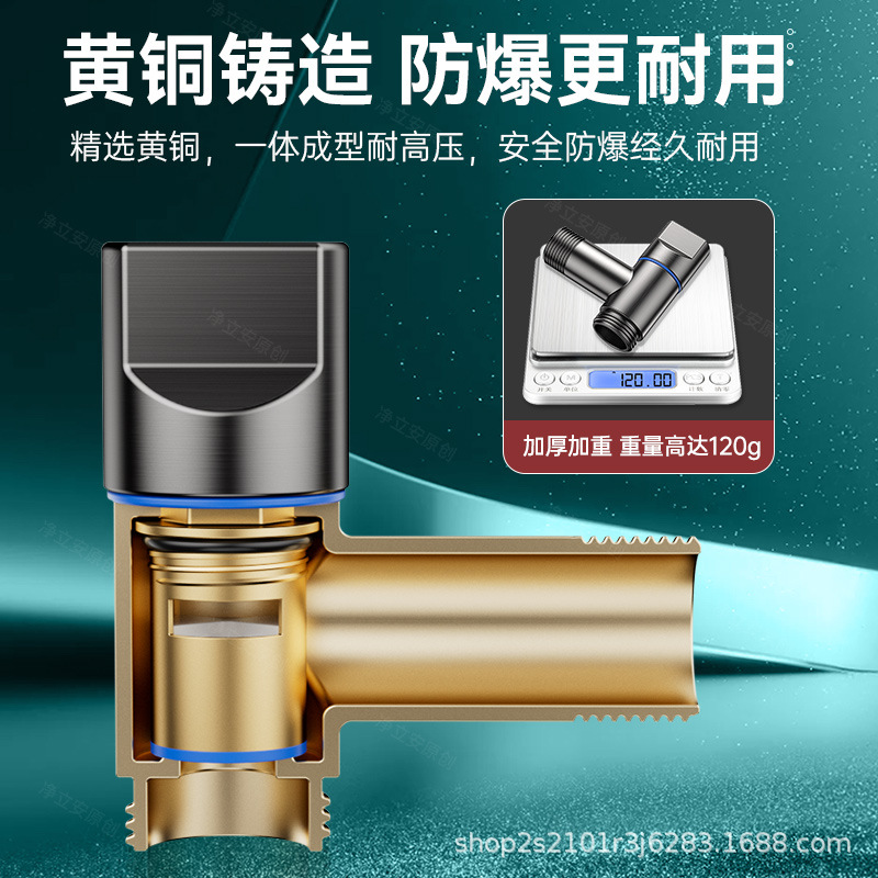 All-copper gun gray washing machine special quick-boiling faucet, 4-inch thread household hardware faucet head, anti-drop Angle valve details Picture