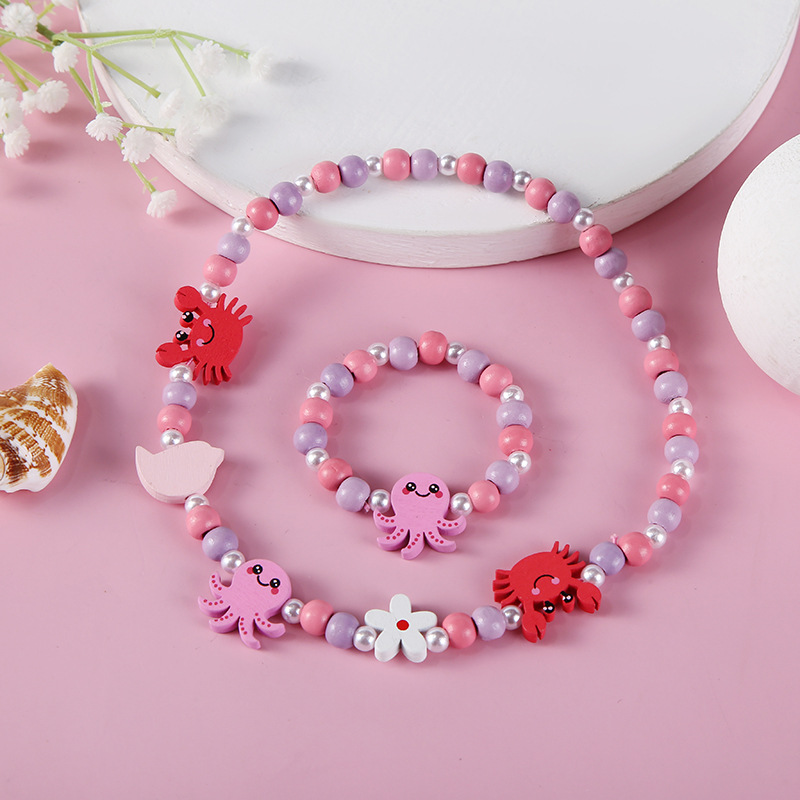 New Korean Version Of Children's Wooden Bracelet Bracelet Necklace Girl Diy Jewelry Decoration Set Wholesale Manufacturers Direct Supply Item Picture