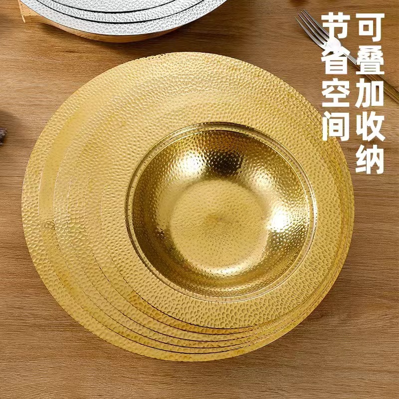 Stainless Steel Hammer Plate Stockpot Anti-Stick Deepening Crayfish Basin Dry Pot Gold Plated Snow Fresh Pot Specification drawing
