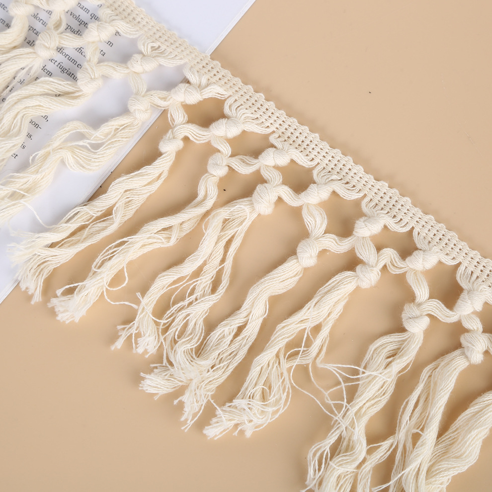 Factory stock: Cotton thread, hand-knotted tassel lace, pure cotton lace, curtain tassels, clothing and home textile accessories, lace webbing Specification image
