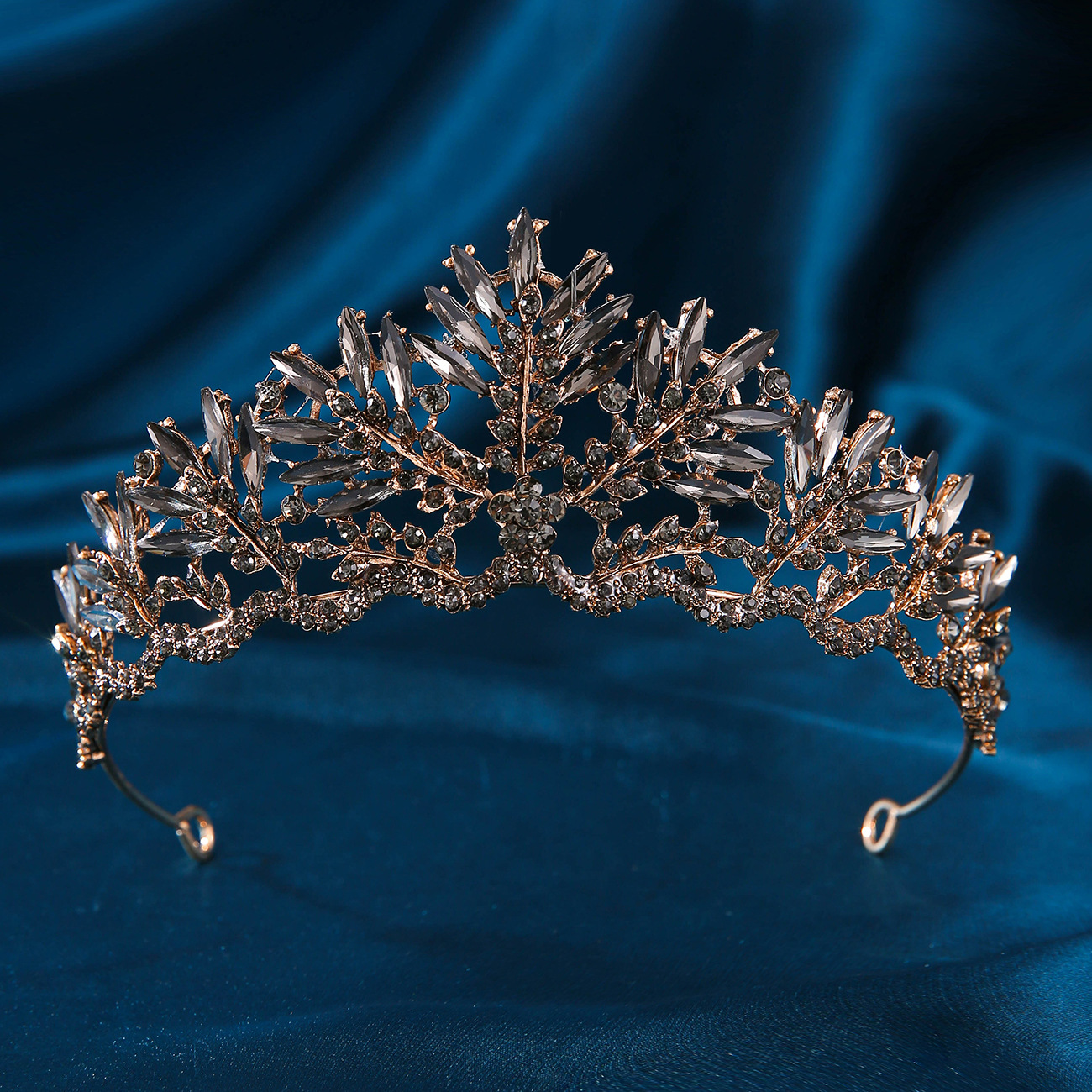 Corona de novia vestido de novia tocados cumpleaños quinceañera show versátil strass aros de pelo corona de lujo al por mayor details Picture