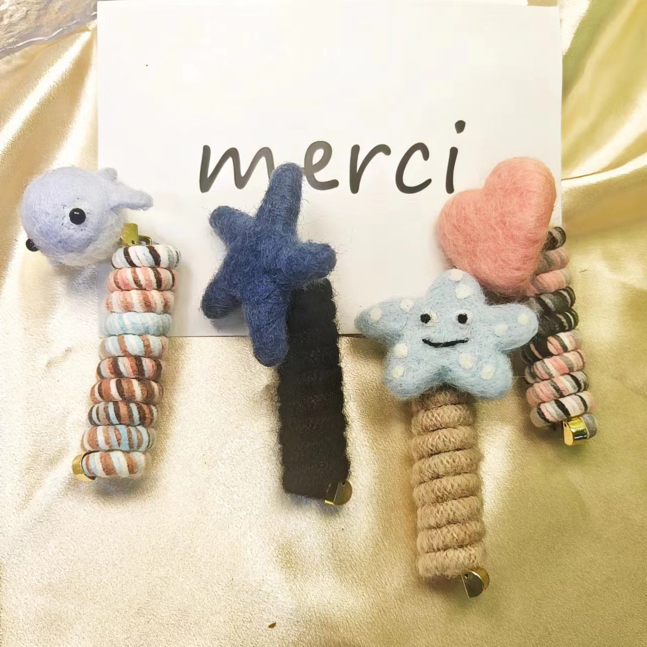 The new autumn and winter felt cartoon cute straight telephone line hair tie bubble braid is a durable and won't damage your hair