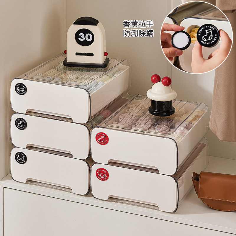 Dust-proof multi-functional storage box with aromatherapy, dormitory and household wardrobe, three-in-one bra and sock drawer type storage box