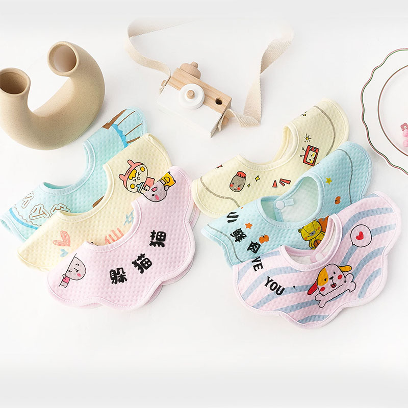 Baby bibs, baby saliva wipes, newborn warm and absorbent bibs, 360-degree rotating cotton waterproof eating bibs, 0-3 details Picture