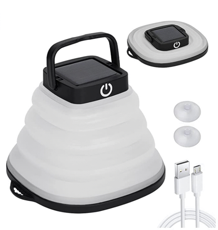 Outdoor portable USB charging foldable LED camping lamp, solar camping lamp, retractable hanging silicone tent lamp