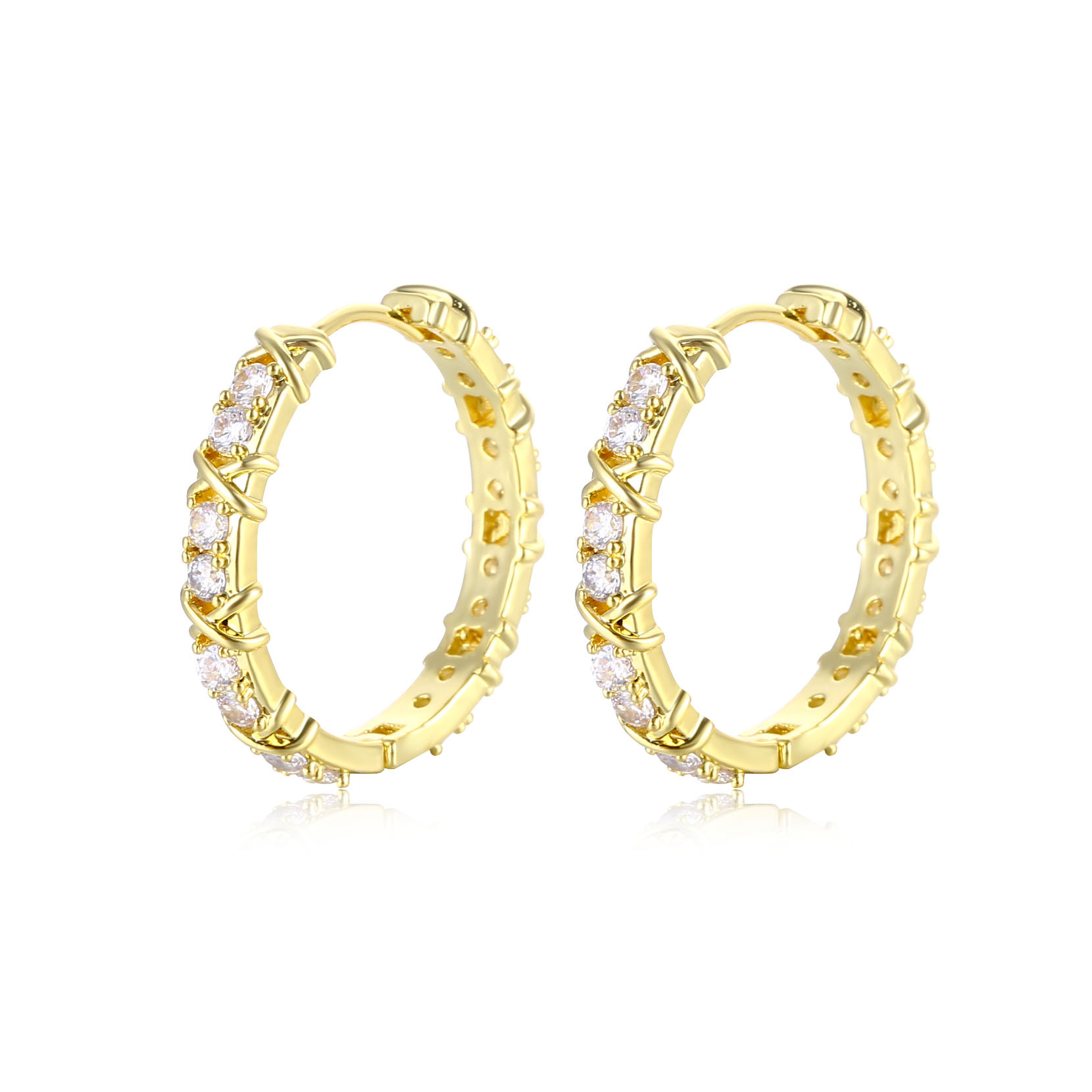 Kasi Jewelry Women's micro-inlaid zircon ring ear buckles, trendy and popular European and American earrings wholesale