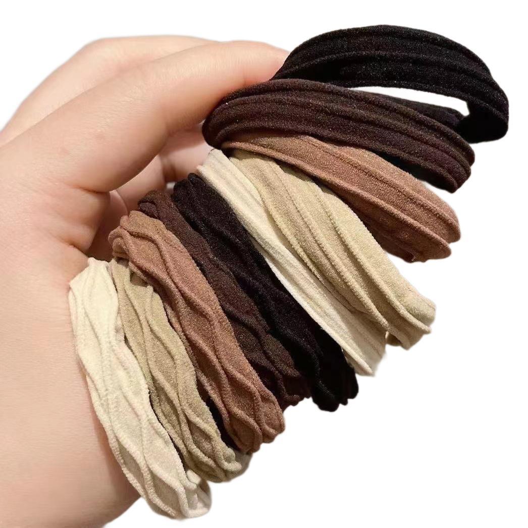High-elasticity Maillard hair ties, durable rubber bands for tying hair, high ponytail hair bands, simple and elegant headwear for sale Item Picture