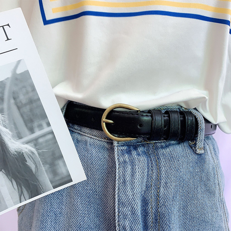 Korean soft and fashionable skinny belt women's simple and versatile decorative jeans with a black online belt are trendy and retro Specification image