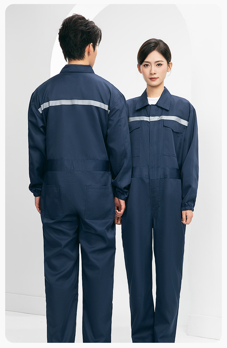 跨境春秋长袖连体工作服定制车间工厂工装厂服仓库车间劳保服印字详情19
